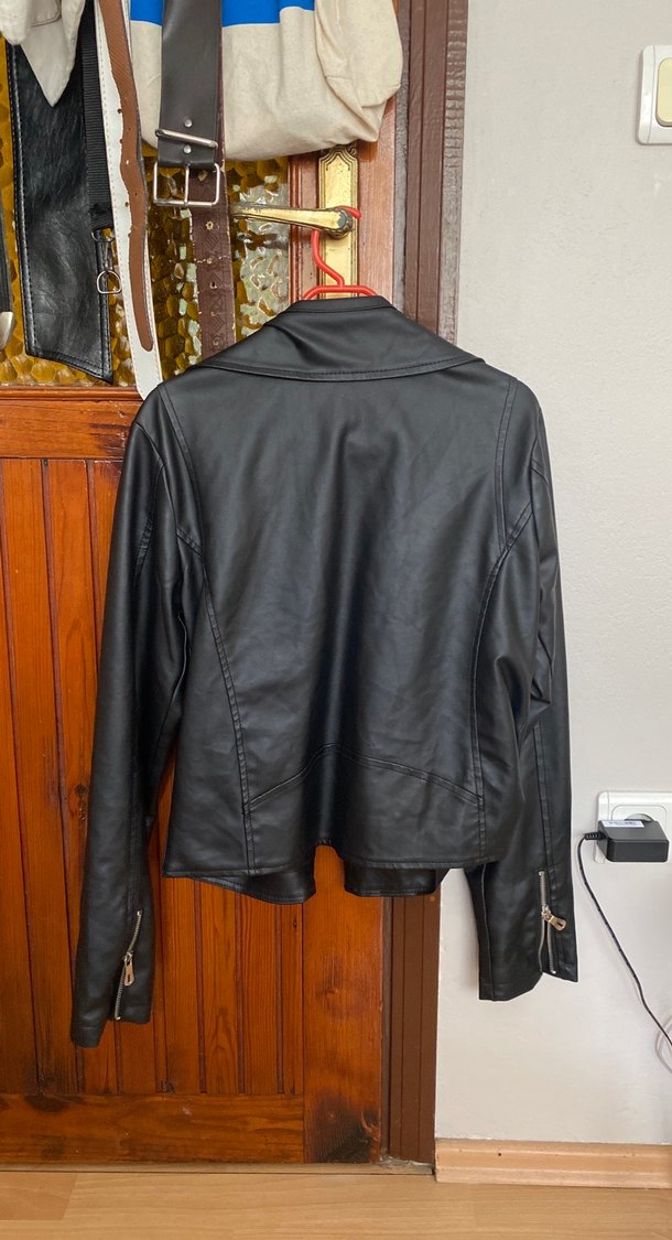 Siyah Deri Biker Ceket - Görsel 4