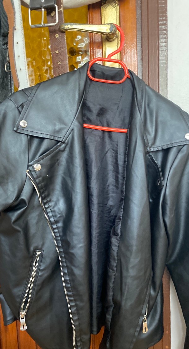 Siyah Deri Biker Ceket - Görsel 2