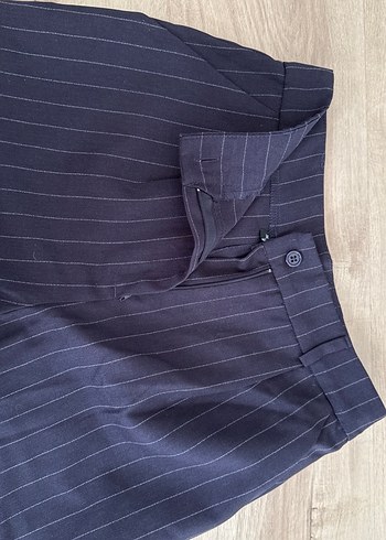 Lacivert Kadın Kumaş Pantolon, Regular Fit, Pilili - Görsel 2