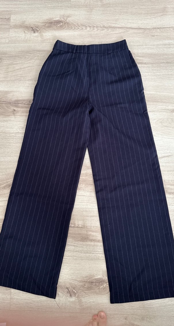 Lacivert Kadın Kumaş Pantolon, Regular Fit, Pilili - Görsel 4