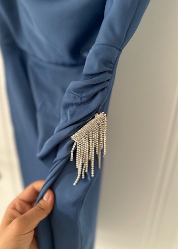 Mavi Drapeli kısa abiye - Görsel 6