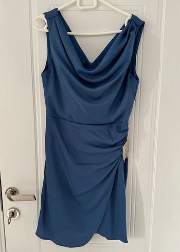 Mavi Drapeli kısa abiye - Görsel 2