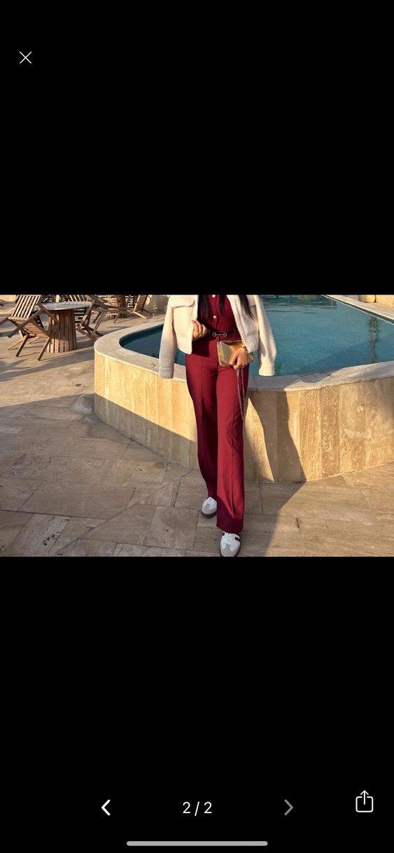 Bordo İspanyol Paça Pantolon - Görsel 2