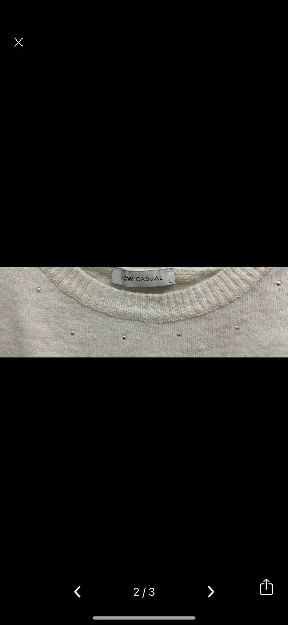 Beyaz Uzun Kollu Triko Kazak - Görsel 2