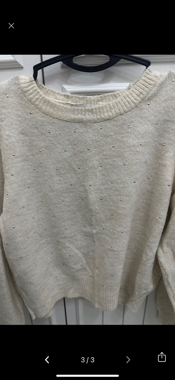 Beyaz Uzun Kollu Triko Kazak - Görsel 3