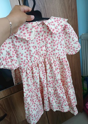 LC Waikiki Lc Waikiki Pembe Çiçekli Kız Elbisesi