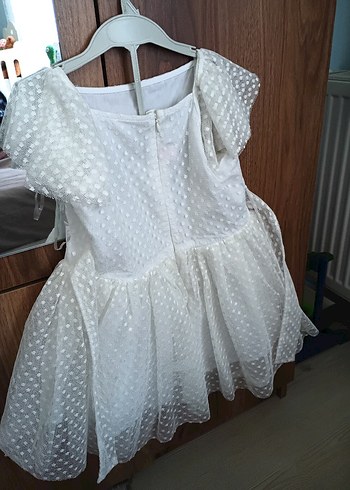 LC Waikiki Kız Çocuk Beyaz Pamuklu Fırfırlı Elbise