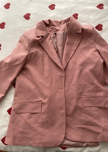 Pembe Regular Fit Keten Kadın Blazer Ceket