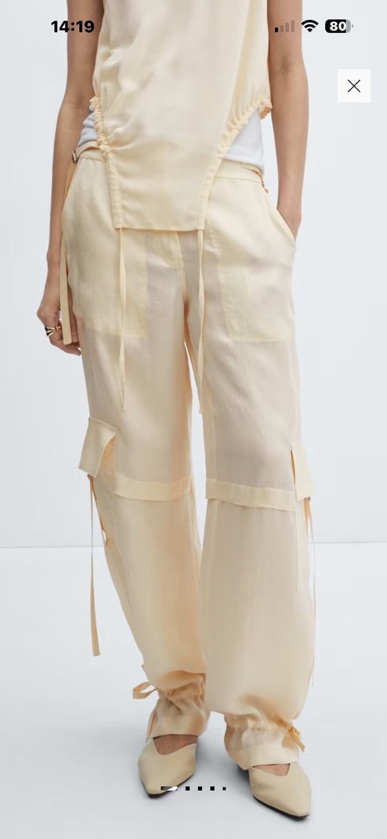 Mango Ekru Kargo Pantolon — görsel 3/11