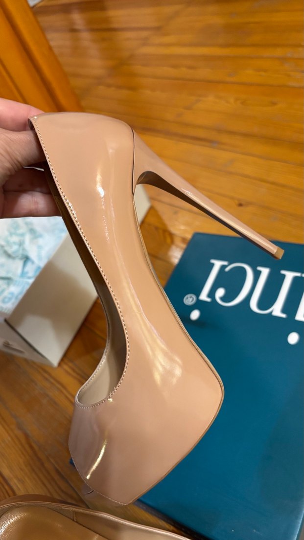 İnci Bej Peep Toe Topuklu Ayakkabı — görsel 10/11