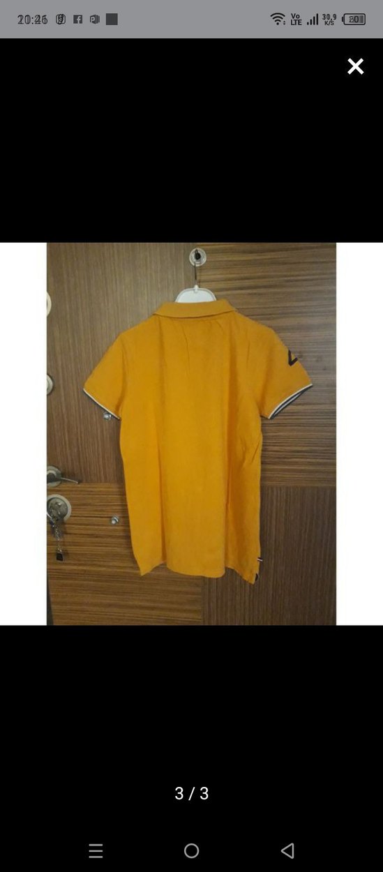 Sarı Kısa Kollu Polo Tişört - Görsel 3