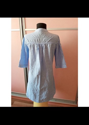 Koton Mavi Keten Mini V Yakalı Kadın Tunik
