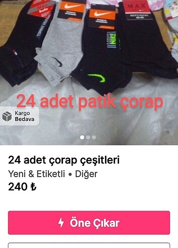 24 adet çorap çeşitleri