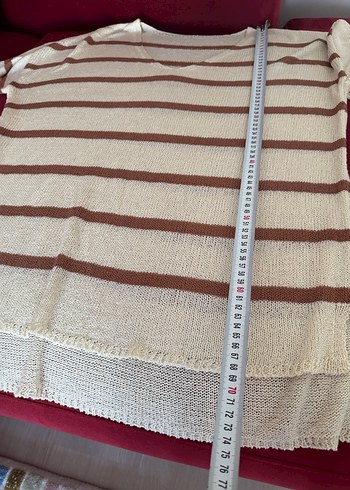 Bej Çizgili Bohem Kadın Triko - Görsel 6