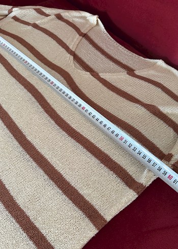 Bej Çizgili Bohem Kadın Triko - Görsel 5