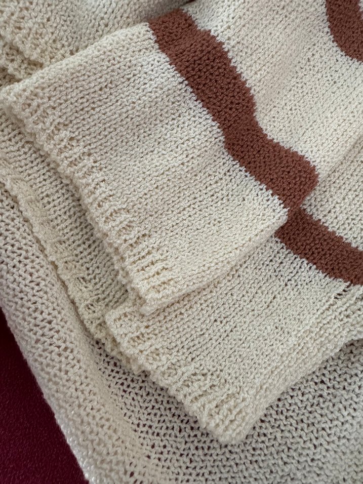 Bej Çizgili Bohem Kadın Triko - Görsel 3