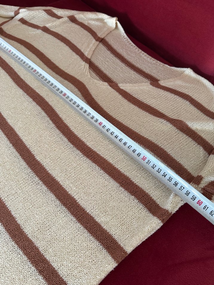 Bej Çizgili Bohem Kadın Triko - Görsel 5