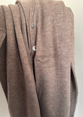 Bej V Yaka Düğmeli İnce Triko Hırka - Görsel 7