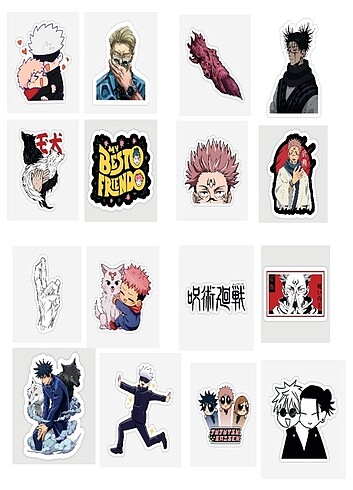 Jujutsu kaisen sticker 16 adet 
