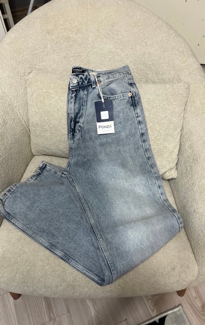 Gri Tie-Dye Kadın Denim Pantolon - Görsel 3