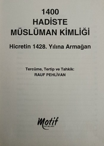 Beden Renk 1400 Hadiste Müslüman Kimliği
