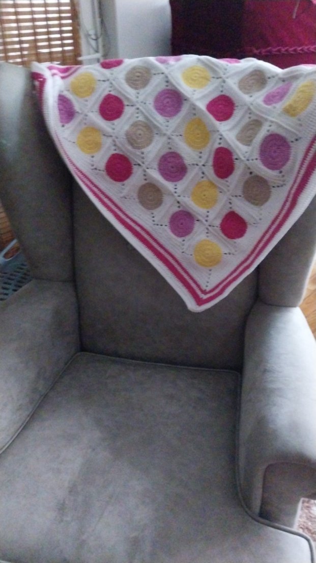 Renkli Puantiyeli Örgü Çocuk Battaniyesi - Görsel 2