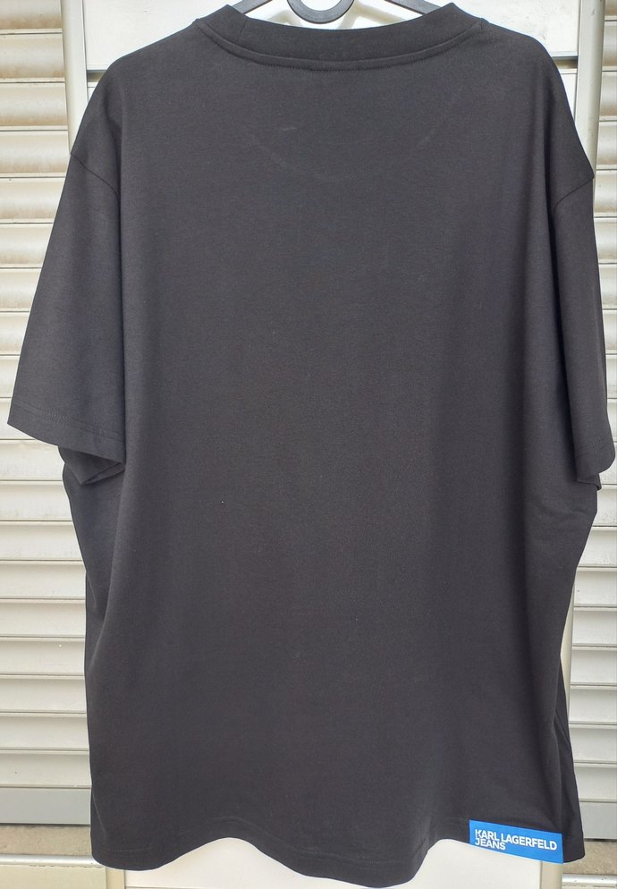 Karl Lagerfeld Siyah Baskılı Denim Detaylı Erkek Tişört - Görsel 4