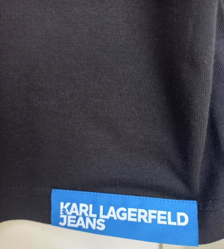 Karl Lagerfeld Siyah Baskılı Denim Detaylı Erkek Tişört - Görsel 5