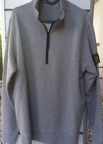 Stone Island Gri Fermuarlı Erkek Sweatshirt