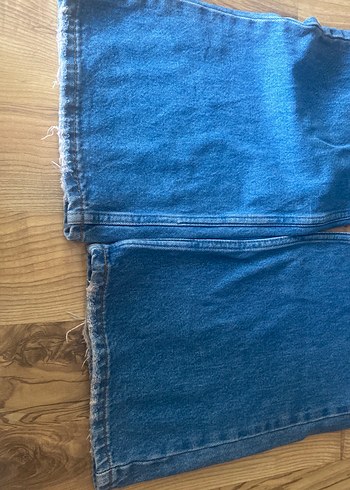 34 Beden Kadın Gri Renk Düğmeli Bol Kesim Midi Kot Pantolon
