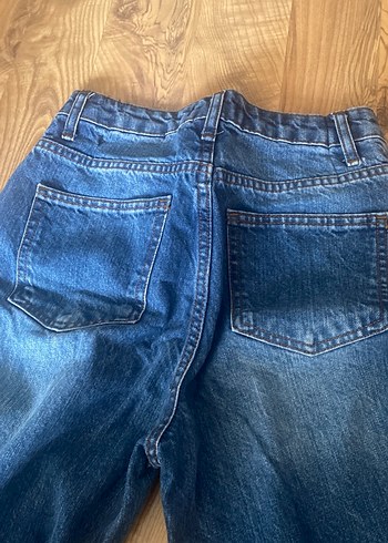Düğmeli Mavi Kadın Denim Pantolon - Görsel 2
