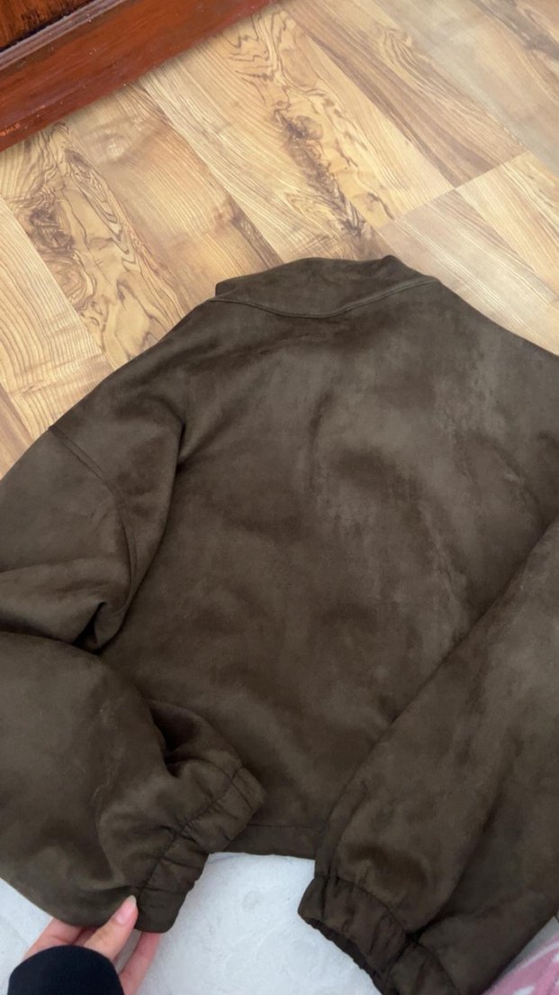 Kadın yeşil  Süet Fermuarlı Ceket - Görsel 3