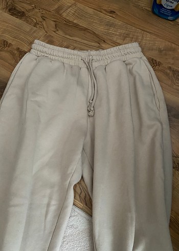 Bej Rahat Kesim Kadın Keten Eşofman Altı - Görsel 2