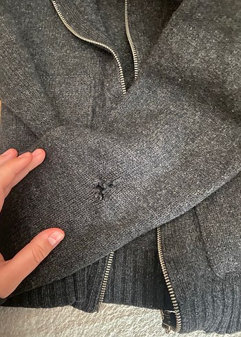 Gri Kapüşonlu Erkek Yün Örgü Hırka - Görsel 4