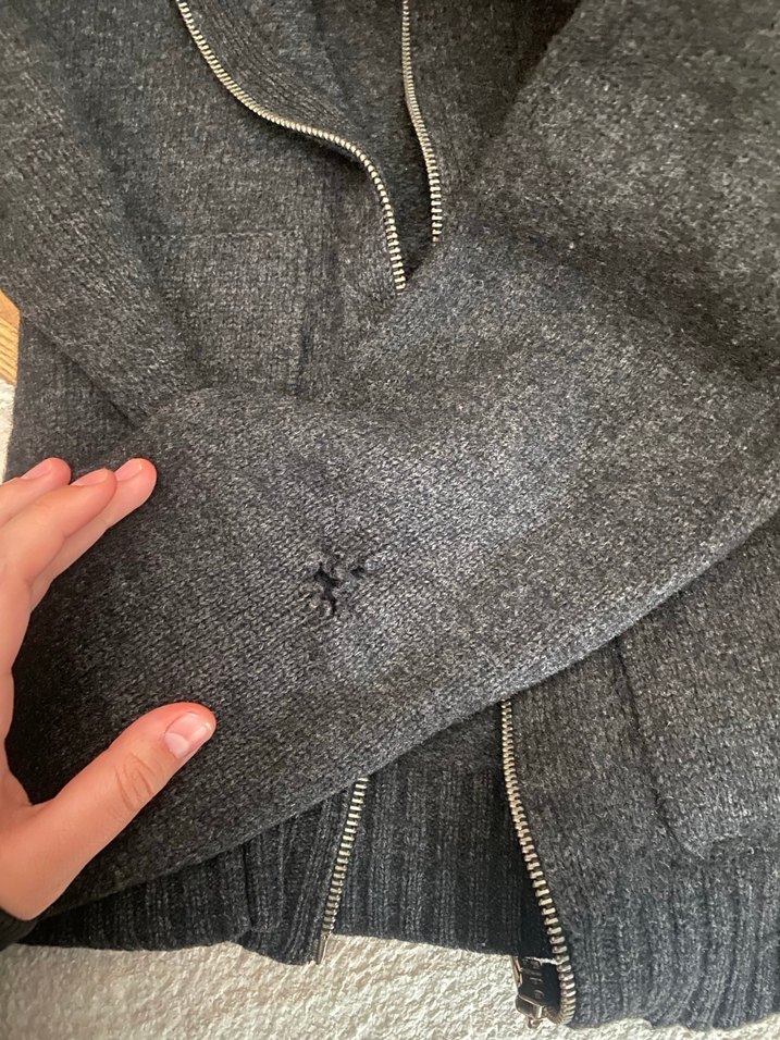 Gri Kapüşonlu Erkek Yün Örgü Hırka - Görsel 4