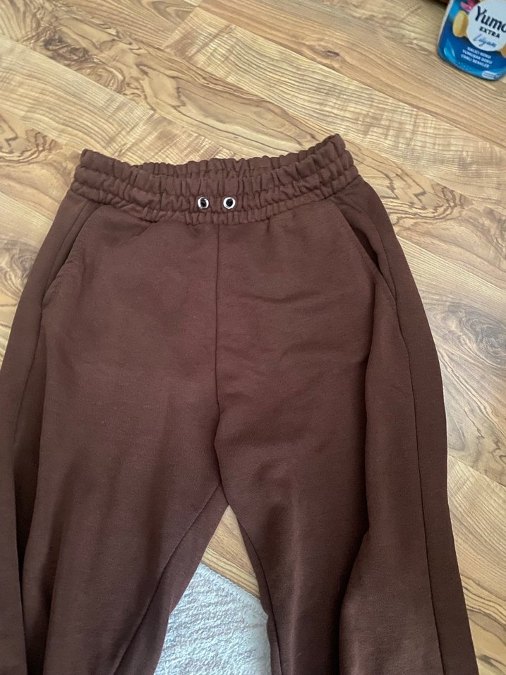 Kadın Kahverengi Süet Rahat Kesim Pantolon - Görsel 2