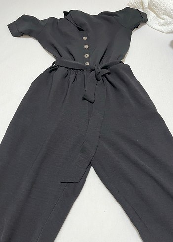 Siyah Kemerli Uzun Kadın Tulum - Görsel 3