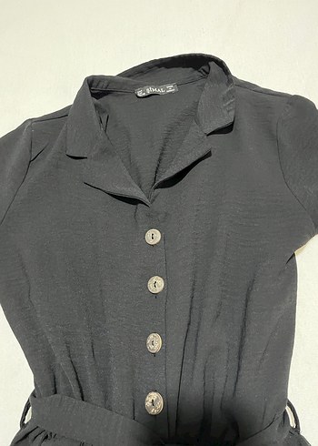 Siyah Kemerli Uzun Kadın Tulum - Görsel 4