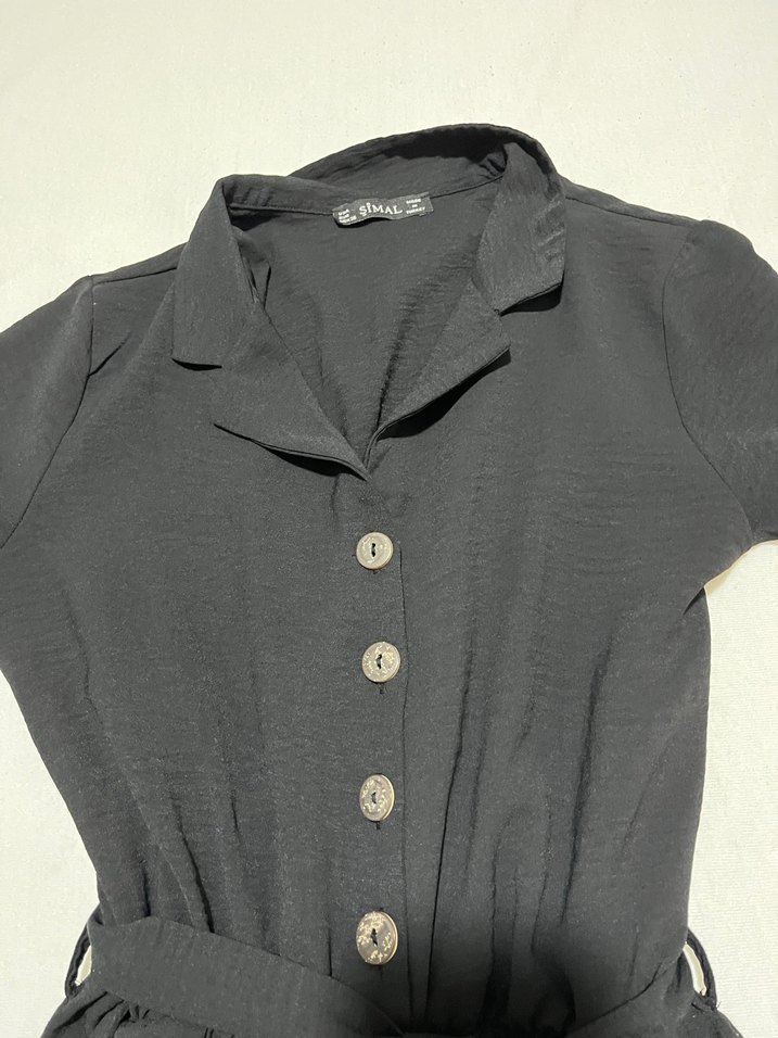 Siyah Kemerli Uzun Kadın Tulum - Görsel 4