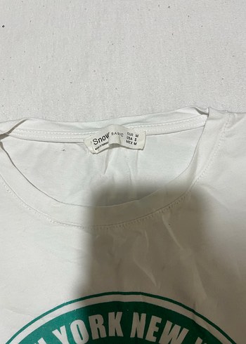 Beyaz Baskılı Kadın Tişört - Görsel 2