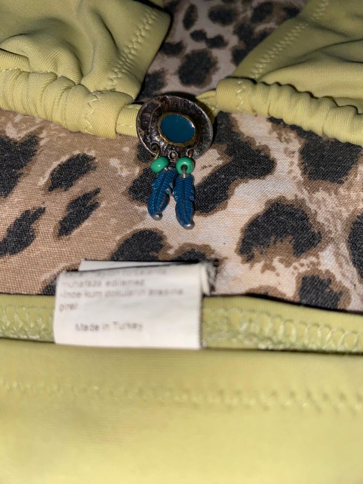 Nakışlı Boncuklu Haki Bikini - Görsel 2