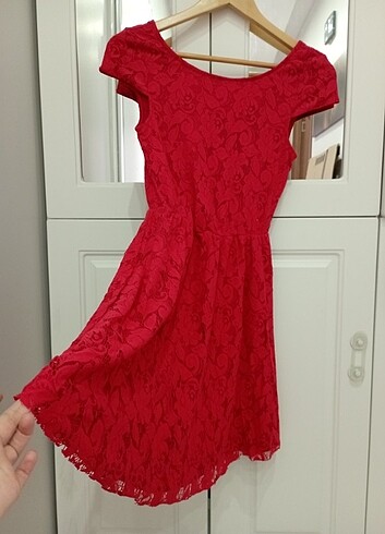xs Beden Kırmızı mini elbise 
