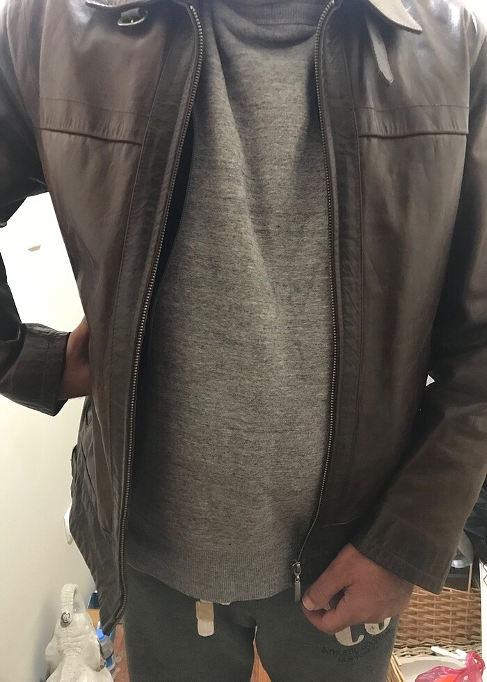 Deri erkek mont - Görsel 4