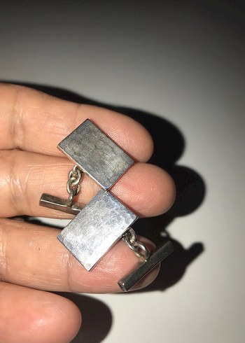 Minimalist gümüş Kol Düğmesi - Görsel 5