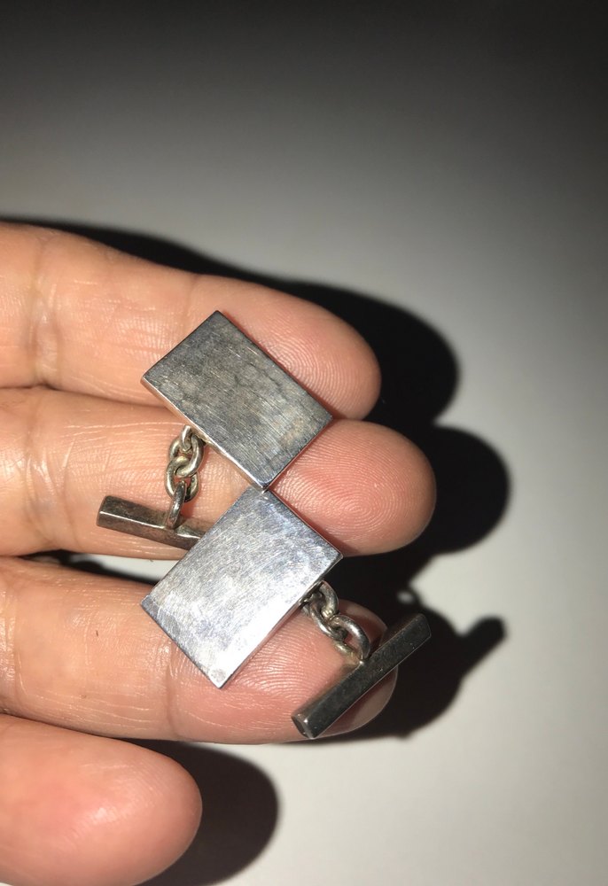 Minimalist gümüş Kol Düğmesi - Görsel 5