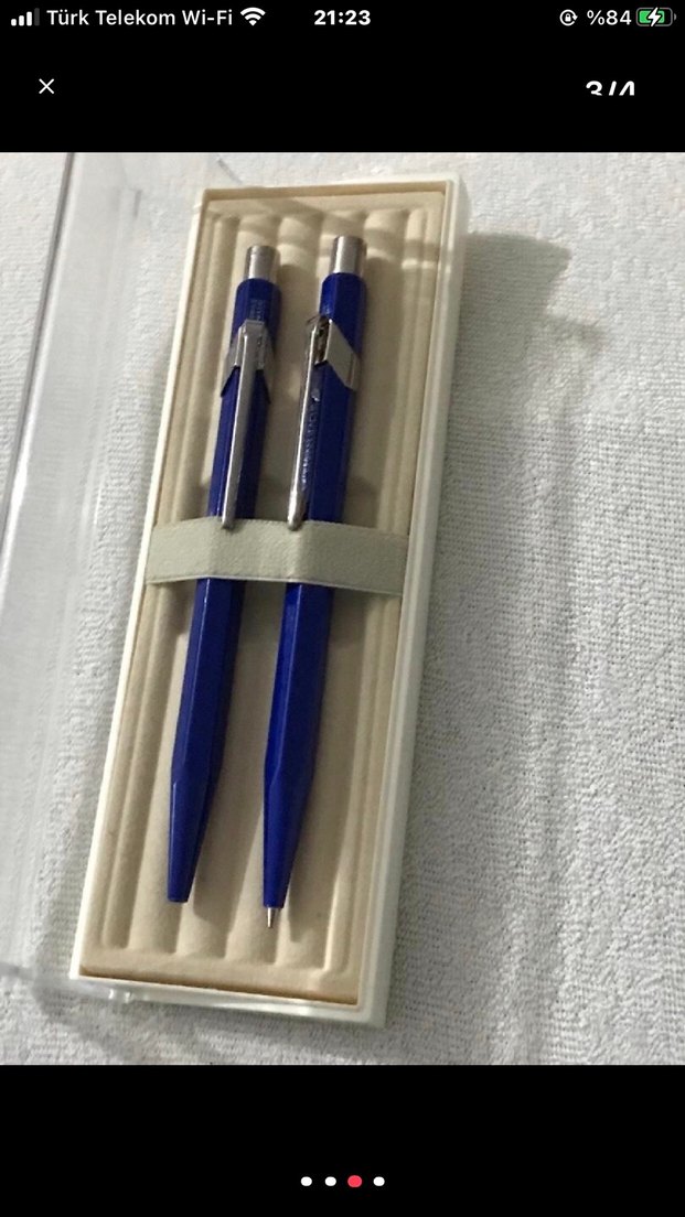 Caran d  Ache  kalemKoyu Mavi Metal Tükenmez ve Kurşun Kalle - Görsel 2