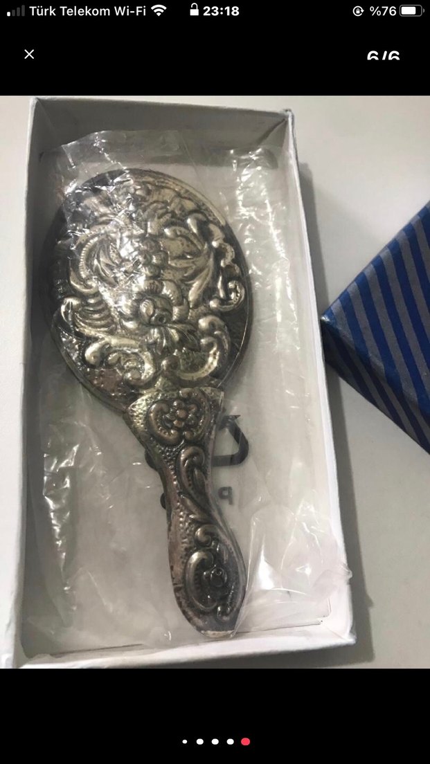 Gümüş el aynası 925 ayar  Renkli Parlak El Aynası - Görsel 3