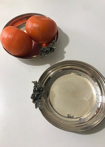 Kül tablası  çerezlik çiçek desenli el işçiliği900ayar 0.75 gram - Görsel 10