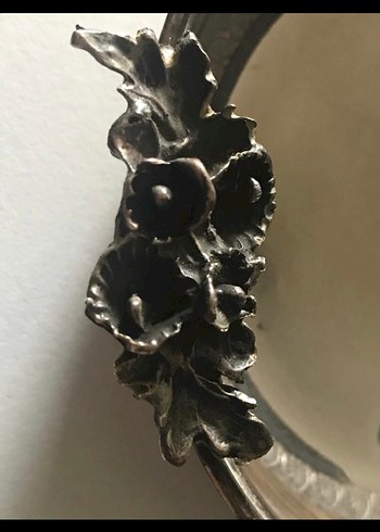 Kül tablası  çerezlik çiçek desenli el işçiliği900ayar 0.75 gram - Görsel 7