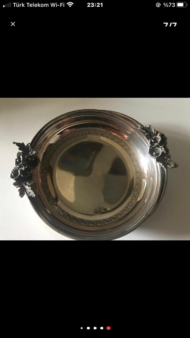 Kül tablası  çerezlik çiçek desenli el işçiliği900ayar 0.75 gram - Görsel 4